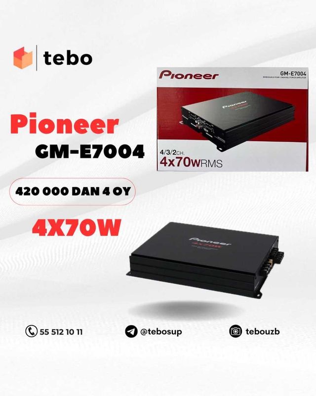 PIONEER 4X70W GM-E7004 ovoz kuchaytirgichlari Muddatli to'lovga