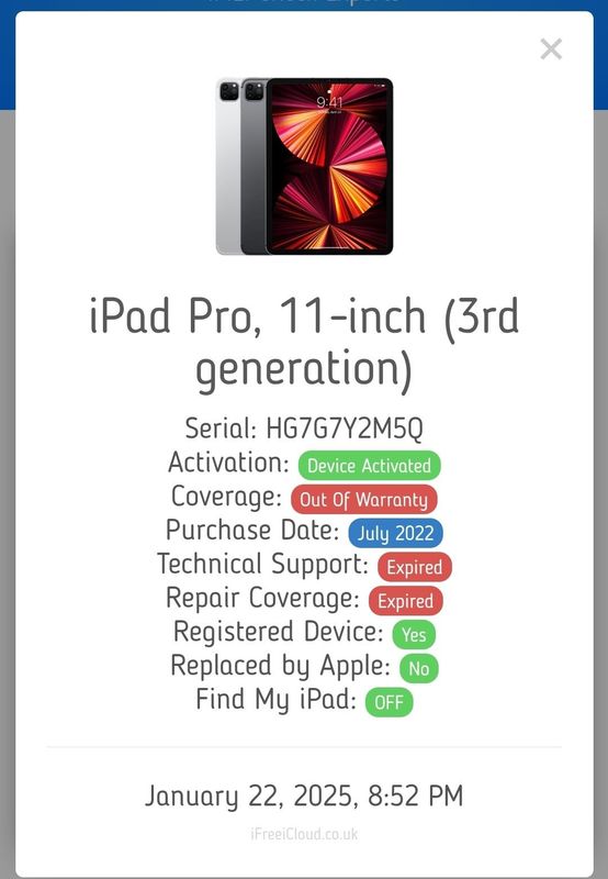 iPad Pro 11' 3rd generation A2377