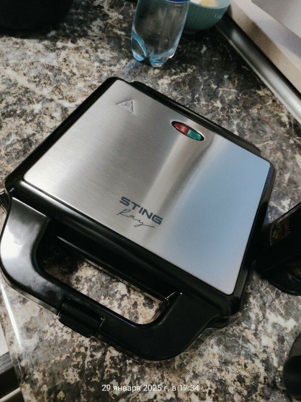 Гриль электрогриль STINGRAY ST-SM1216A черный/сталь
