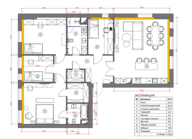 Продажа в ЖК «Parkwood» 4хком. 147м2 с 3 балконами на ул. Нукусская