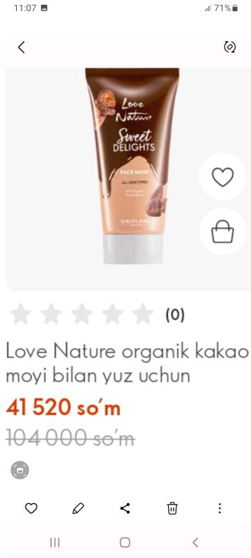 yuz uchun maska. oriflame