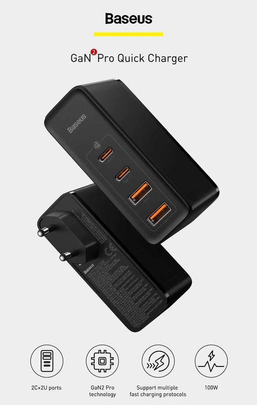 Baseus GaN 2 Pro Charger 100W USB-C PD with Quick Charge 4.0