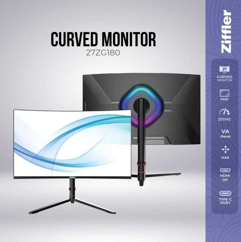 [НОВЫЙ] Монитор Ziffler 27ZG180/ 27" FHD VA Curved 200Hz RGB+HAS Black