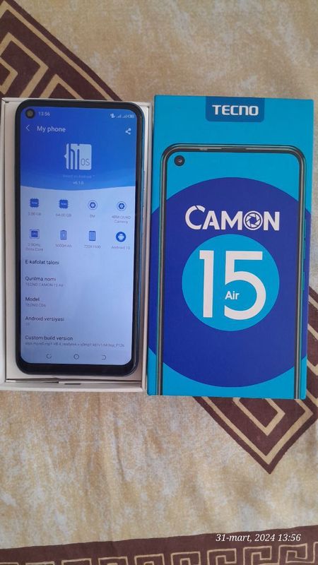 TECNO CAMON 15 AIR Sotiladi holati yaxshi 1 qoʻl ishlagan