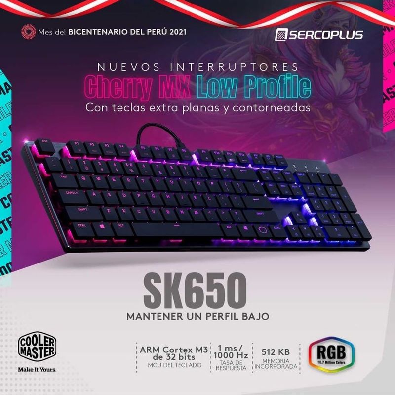 СКИДКА! Cooler MASTER SK650 Low Profile Механическая Клавиатура/RED