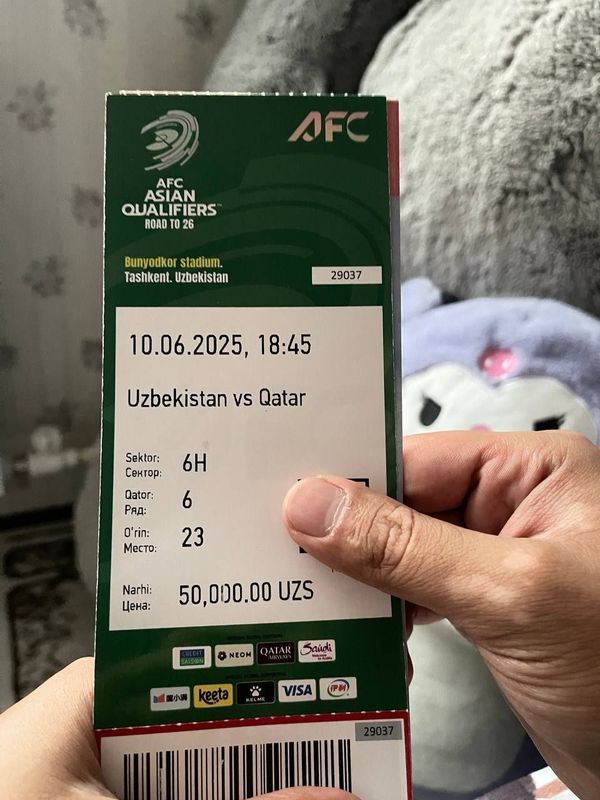 Uzbekistan va Qatar o'yiniga biletlar (10_iyun) Uzbekistan va Qatar o'yiniga biletlar (10_iyun)