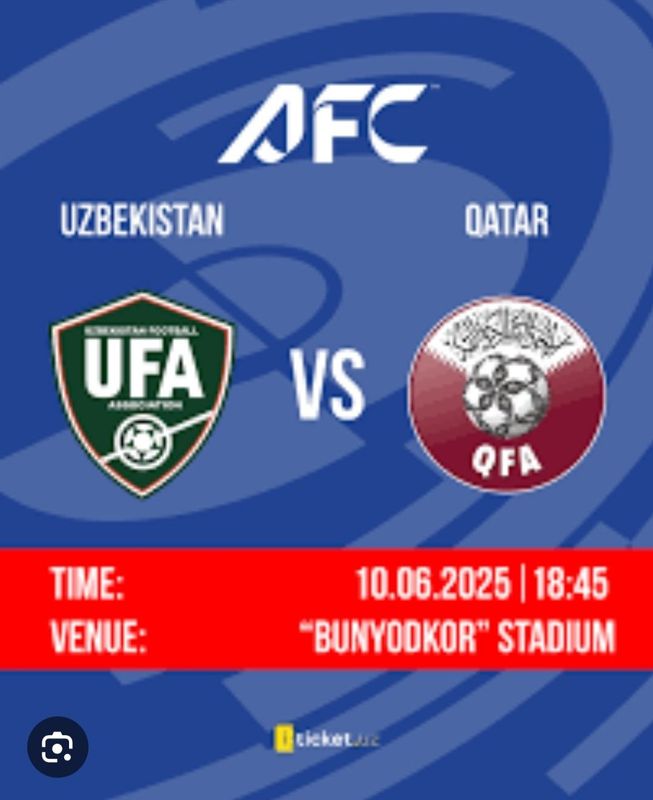 O‘zbekiston & Qatar bilet 3 B sektr O‘zbekiston & Qatar bilet 3 B sektr