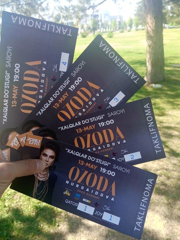 Ozoda nursaidova konsert bilet 1 qator Ozoda nursaidova konsert bilet 1 qator