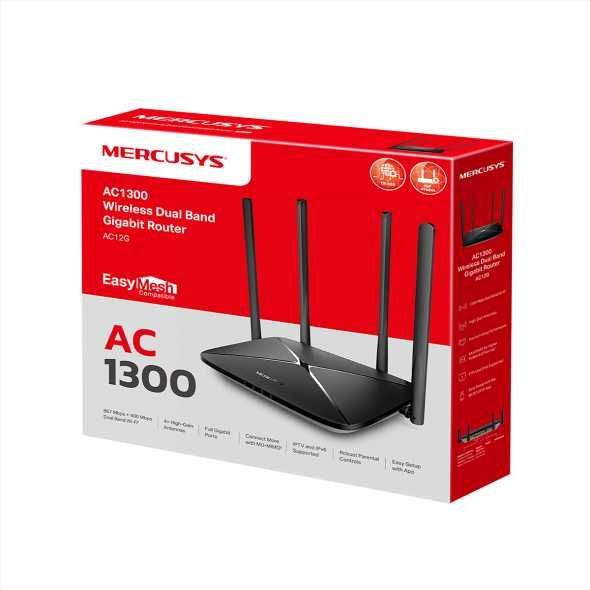 Mercusys Двух диапазонный гигабитный роутер Wi‑Fi AC10 / AC12G Mercusys Двух диапазонный гигабитный роутер Wi‑Fi AC10 / AC12G