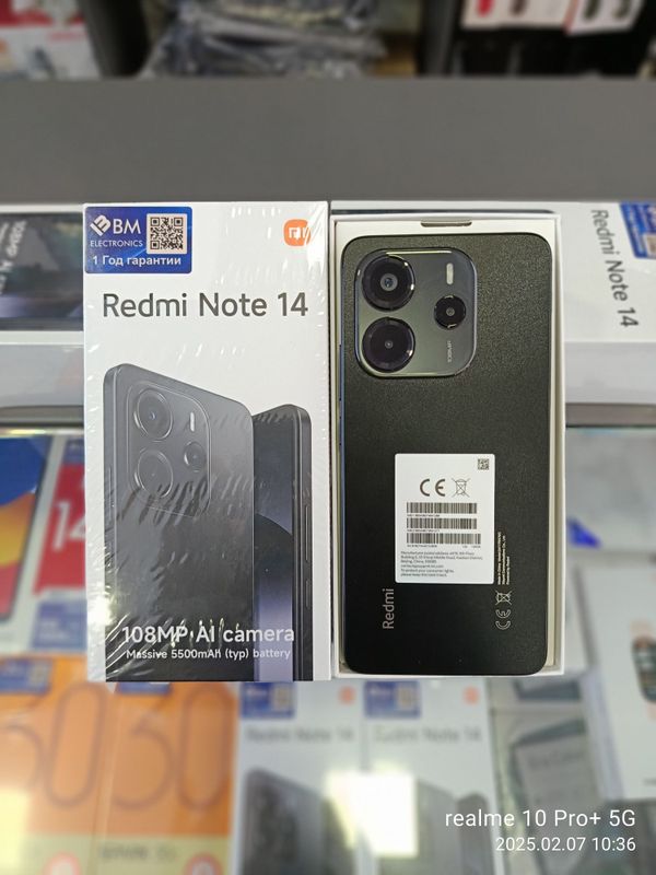 Смартфон мобильные сотовые телефоны Redmi Note 14 8/256 Black черный