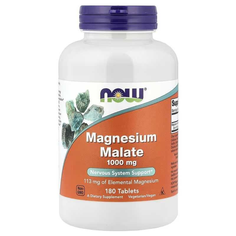 NOW Foods, Magnesium Malate, Малат магния 1000 мг, 180 таблеток