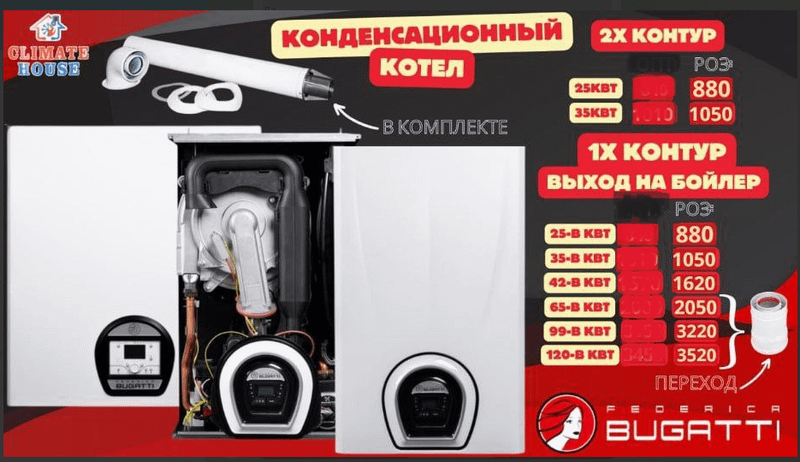Конденсационный газовый котел BUGATTI оптом склад