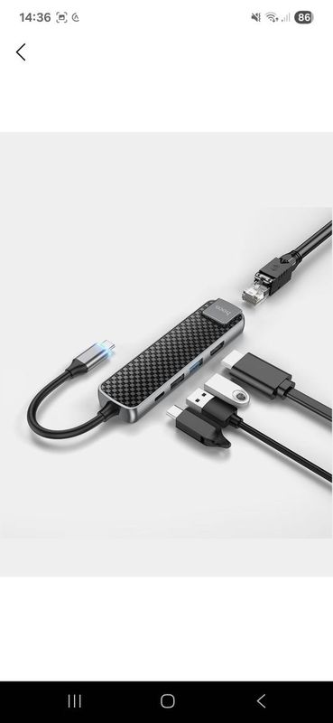 Type-C xa6 Hoco HB23 Easy view, HDMI + USB3.0 + USB2.0 + RJ45 + PD