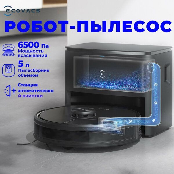 Робот-пылесос Ecovacs DEEBOT с влажной уборкой и станцией Робот-пылесос Ecovacs DEEBOT с влажной уборкой и станцией