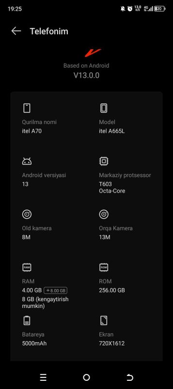 Itel A70 kafolatlangan