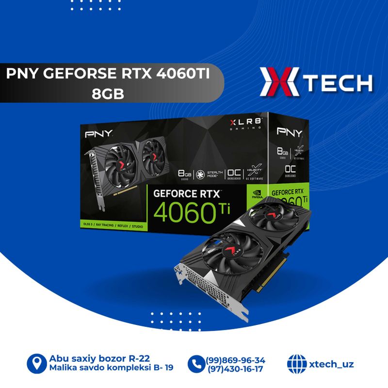 Видеокарта PNY GEFORSE RTX 4060Ti / 8GB Видеокарта PNY GEFORSE RTX 4060Ti / 8GB