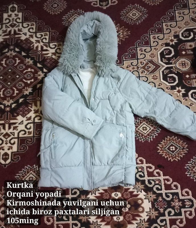 Mentol rangli qishki kurtka