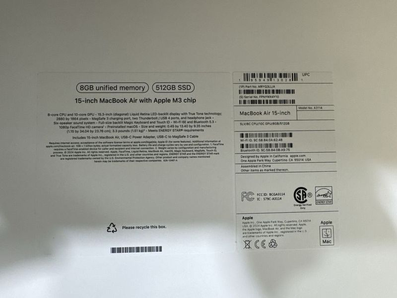 Macbook air 15inch m3 8/512 Macbook air 15inch m3 8/512