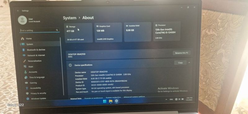 Lenovo laptop 12th Gen Intel(R) Core(TM) i5-12450H Lenovo laptop 12th Gen Intel(R) Core(TM) i5-12450H