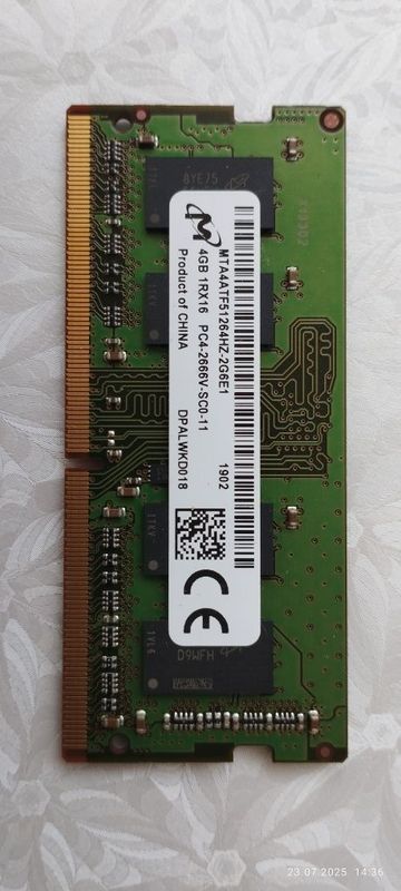 Оперативная память SODIMM DDR4, 4 GB, 2666 MHz