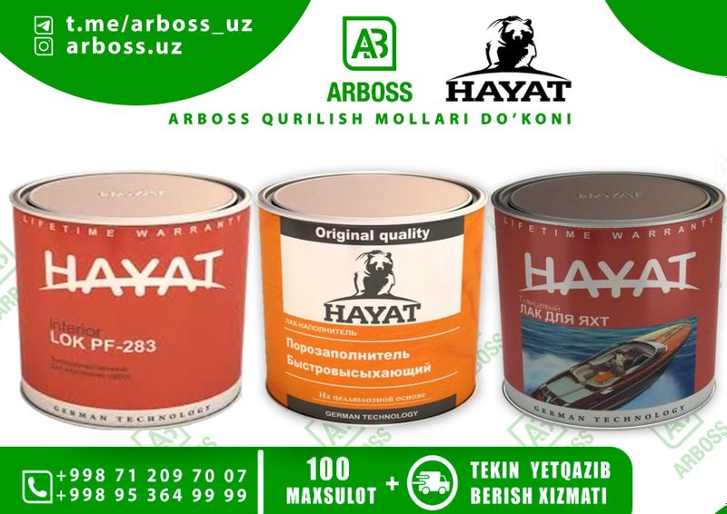 Hayat Lak pf-283 | Наполнитель лак | Yaxta uchun Lak | Ideal Bo'yoq ! Hayat Lak pf-283 | Наполнитель лак | Yaxta uchun Lak | Ideal Bo'yoq !