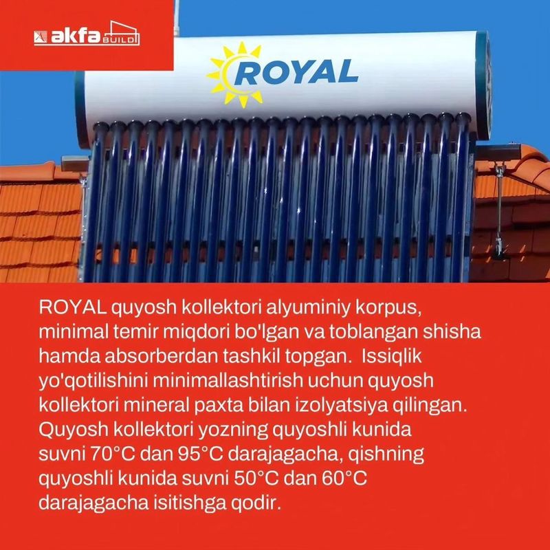 Royal quyosh suv isitish panellari va kollektorlar