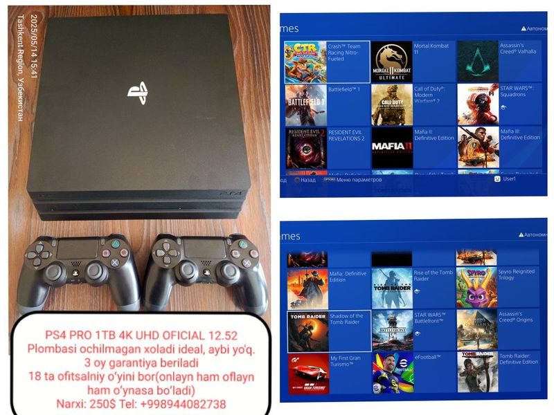Ps4 pro 1TB 4K UHD 12.52 OFICIAL + 20 TA OʻYIN Ps4 pro 1TB 4K UHD 12.52 OFICIAL + 20 TA OʻYIN