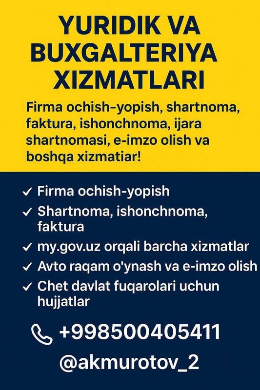 Buxgalteriya xizmatlari va yagona darcha xizmatlari