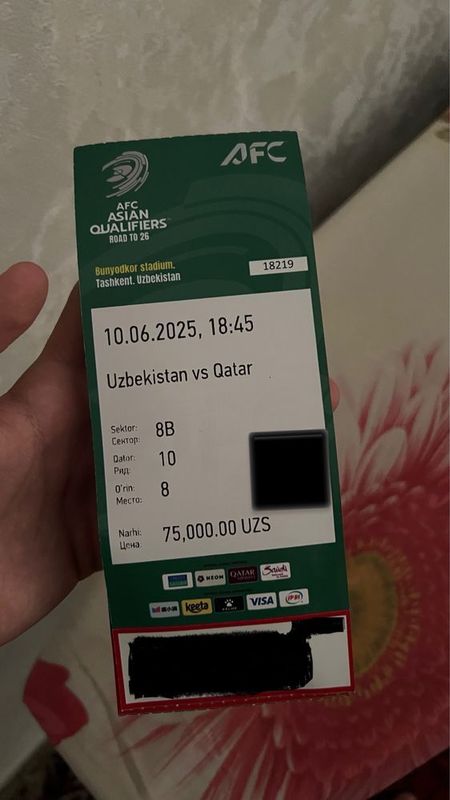 Uzb va Qatar oyiniga blet 500min som kerek bosa aloqaga chiqila gooooo