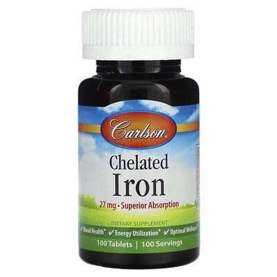 Chelated Iron 27mg Carlson N100