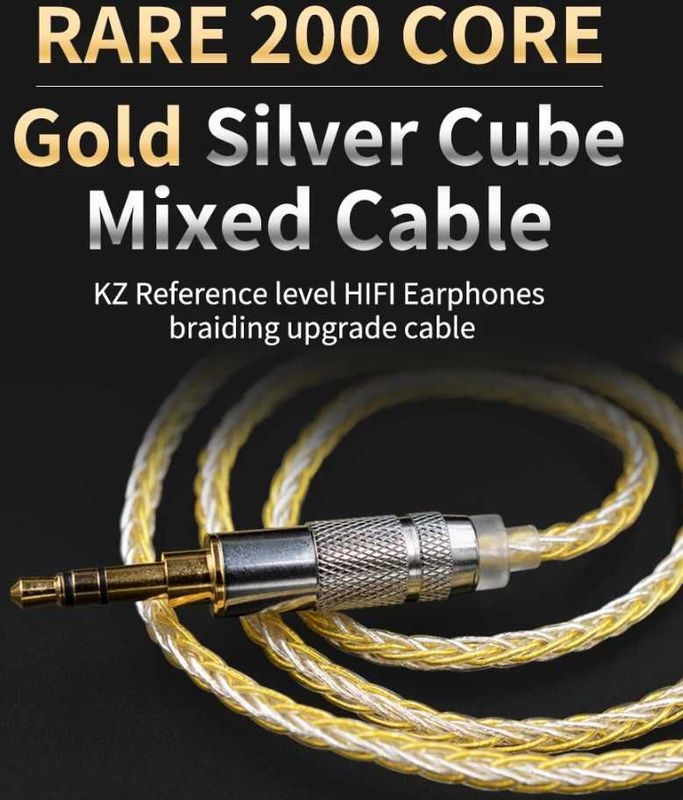 Новый запечатанный 8жил Gold Silver Mixed кабель для наушников KZ и др Новый запечатанный 8жил Gold Silver Mixed кабель для наушников KZ и др