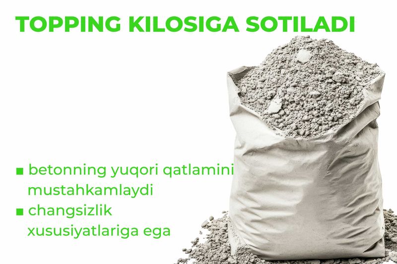 Quruq mustahkamlovchi topping beton pollar uchun sotiladi Quruq mustahkamlovchi topping beton pollar uchun sotiladi