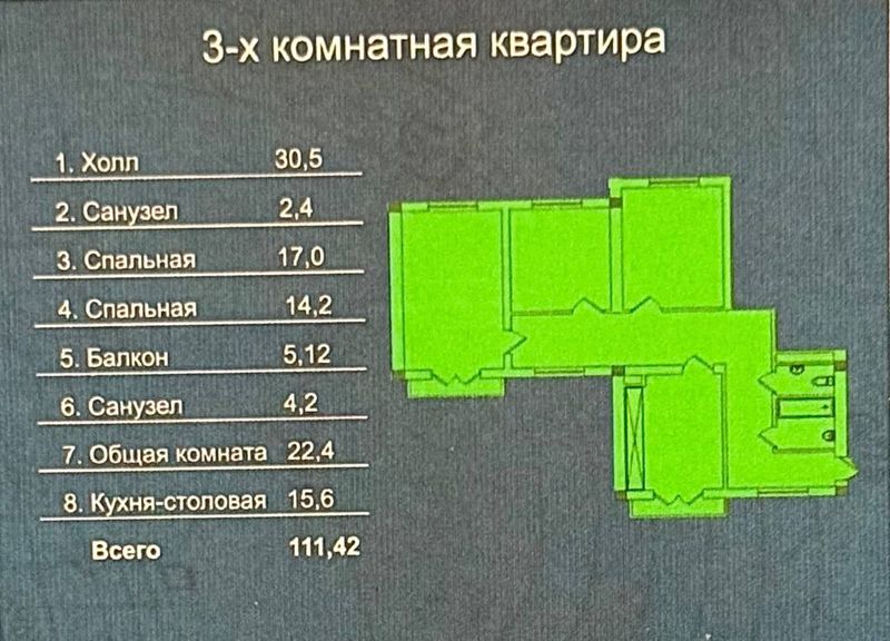 Продажа 3х-комнатной с двумя балконами в новостройке около Малики