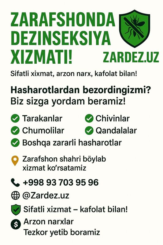 ZARDEZUZ — Zarafshonda hasharotlardan xalos bo‘lish vaqti keldi! ?