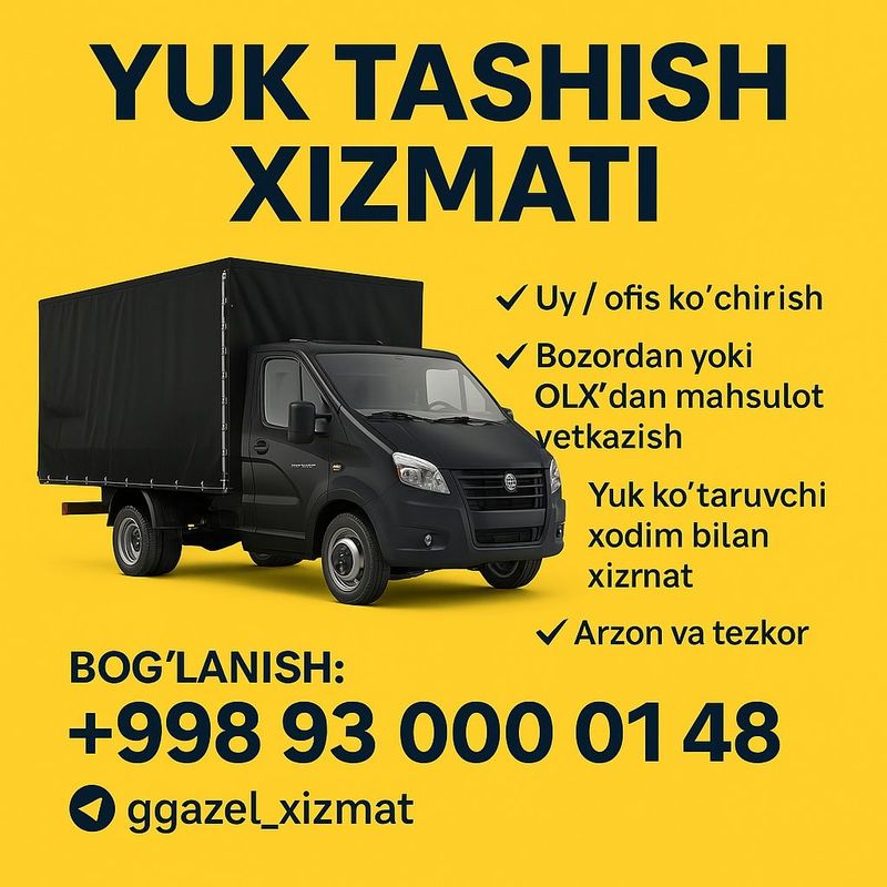 Assalomu alekum yashnabot tumanida yuktashish xizmati Assalomu alekum yashnabot tumanida yuktashish xizmati