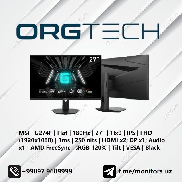 [NEW] монитор MSI G274F lPS 180Hz