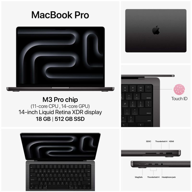 MacBook Pro M3 Pro 18/512GB 14.2-inch Space Black (MRX33) MacBook Pro M3 Pro 18/512GB 14.2-inch Space Black (MRX33)