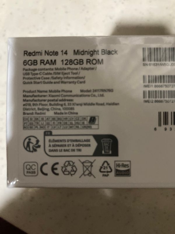 New.!!! Redmi Note 14 6/128 gb Midnight Black New.!!! Redmi Note 14 6/128 gb Midnight Black