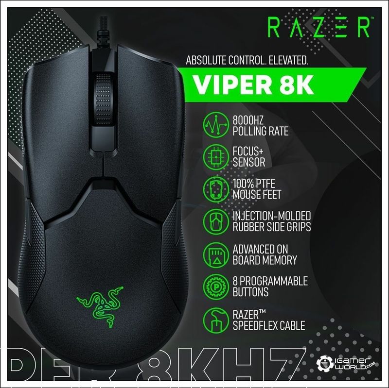 СКИДКА! RAZER VIPER 8K (в 8 раз быстрее) Проводная мышка/мышь DPI 20K