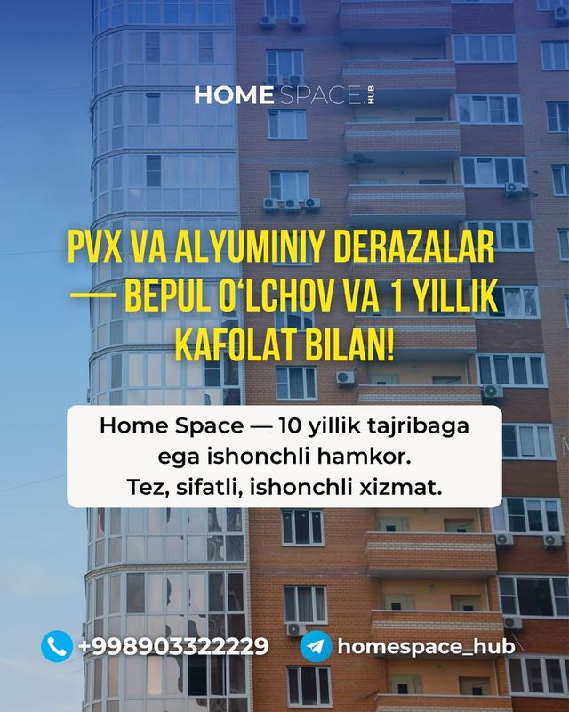 PVX va Alyuminiy derazalar — bepul o‘lchov va 1 yillik kafolat! PVX va Alyuminiy derazalar — bepul o‘lchov va 1 yillik kafolat!