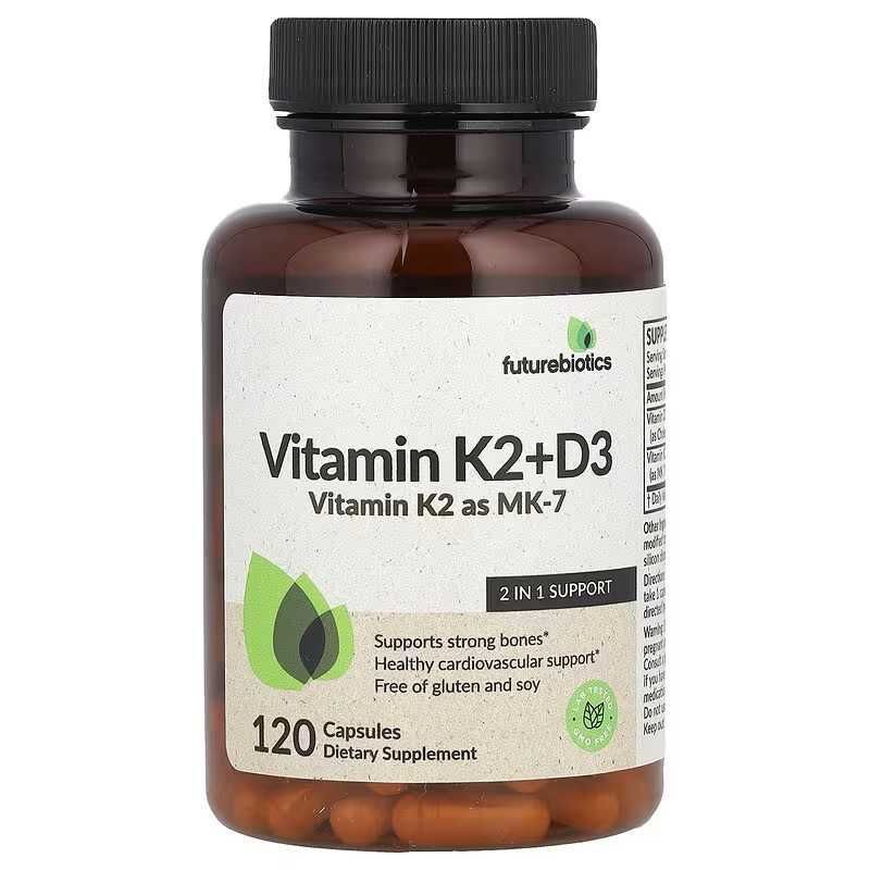 Futurebiotics, K2 + D3, Витамины K2 + D3 с K2 в виде MK-7, 120 капсул