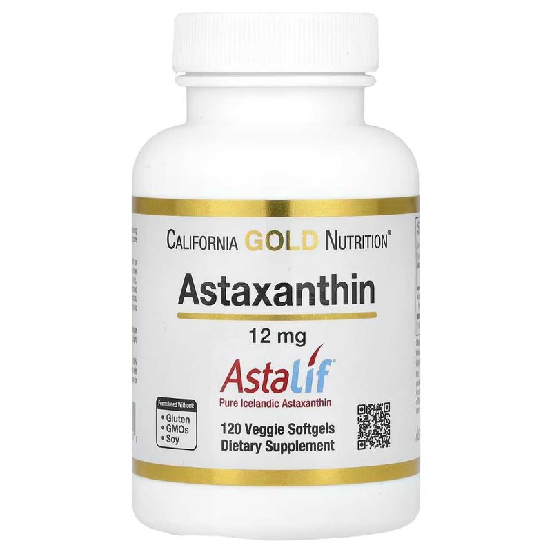 астаксантин, 12 мг, 120 растительных капсул. Astaxanthin