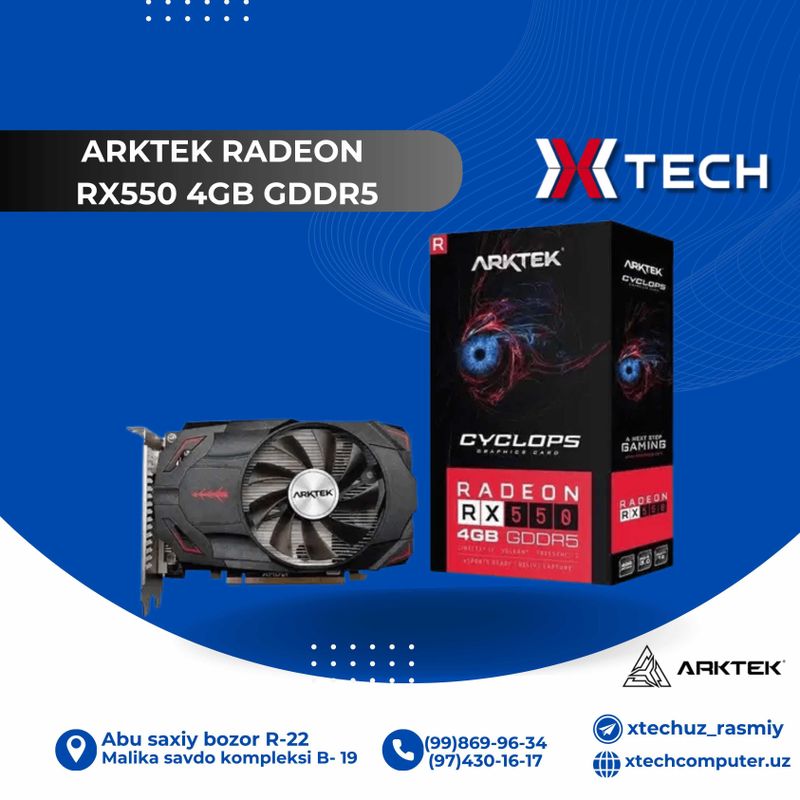 Видеокарта ARKTEK RADEON RX550 GDDR5 / 4GB Видеокарта ARKTEK RADEON RX550 GDDR5 / 4GB