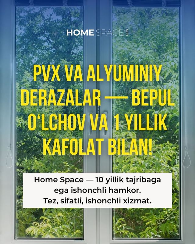 PVX va alyuminiy derazalar — bepul o‘lchov va 1 yillik kafolat bilan! PVX va alyuminiy derazalar — bepul o‘lchov va 1 yillik kafolat bilan!