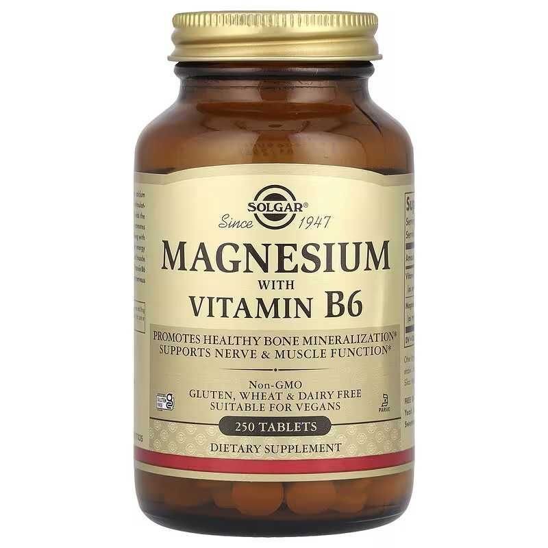 Solgar, Magnesium with Vitamin B6, Магний с витамином B6, 250 таблеток