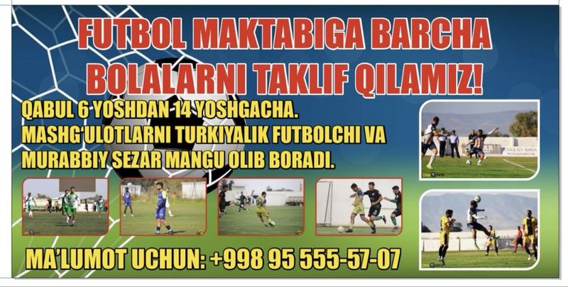 Yangi futbol maktabiga qabul boshlandi!