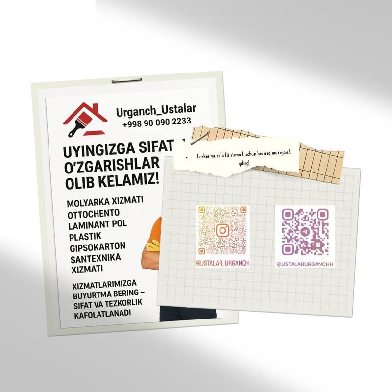Ustalar Xizmati malyarka ishlari qilamiz tez va sifatli Ustalar Xizmati malyarka ishlari qilamiz tez va sifatli