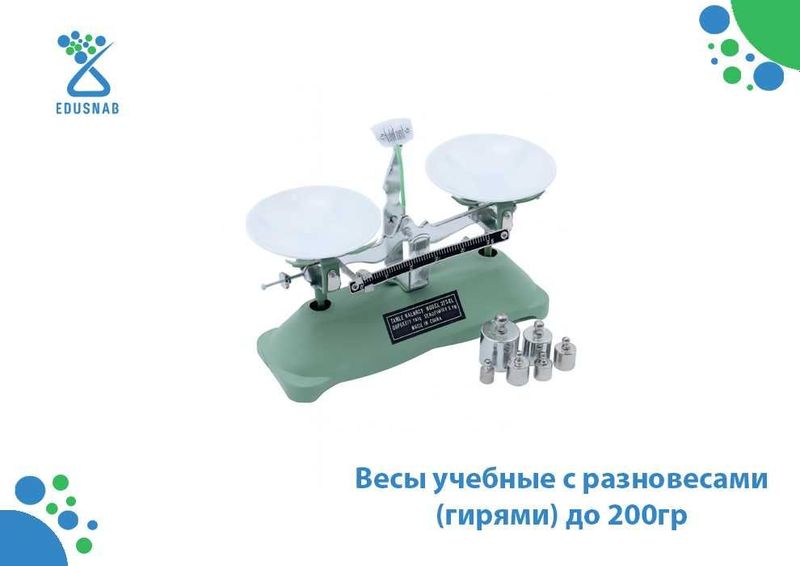 Весы учебные с разновесами (гирями) до 200гр