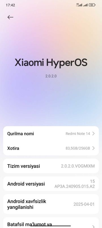 Redmi Note14 8/256 Ideal holatda Sotiladi sotiladi Redmi Note14 8/256 Ideal holatda Sotiladi sotiladi