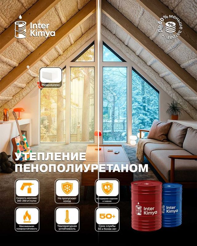 Напыление ППУ для шумоизоляции и теплоизоляции